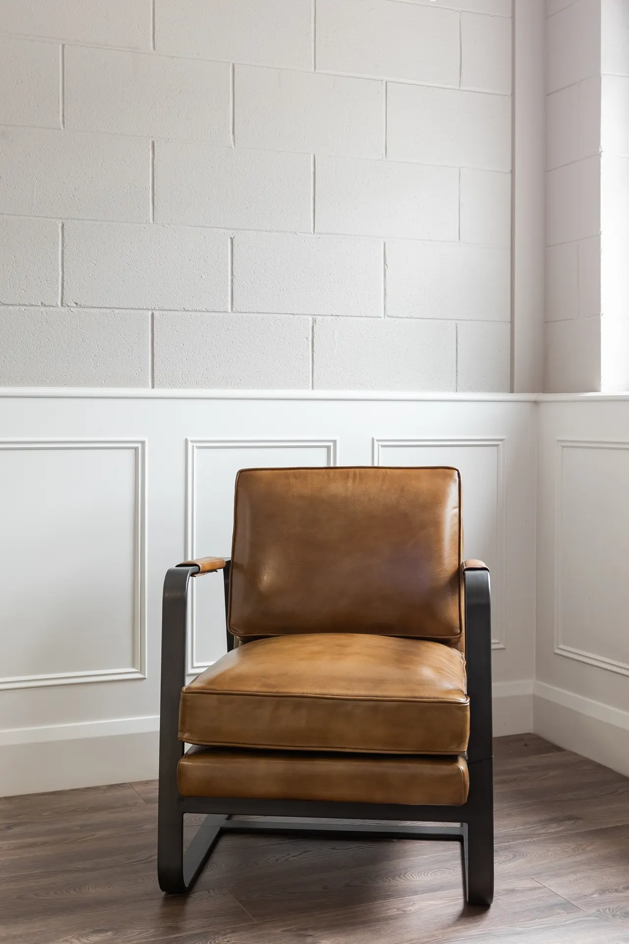 Premium Detroit Lounge Chair with Tan Leather Seat Dorans Furniture