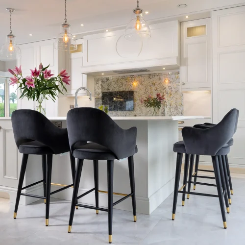 Aurora Bar Stool in Black Velvet Suede Doran Affinity Furniture Collection