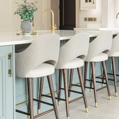 Aurora Bar Stool Grey with Stained Wood Legs Dorans Kitchen Furniture